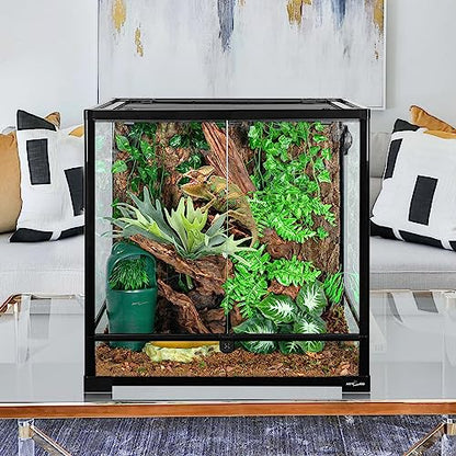 REPTIZOO 60 Gallon Glass Reptile Tank, 24" x 24" x 24" Large Reptile Terrarium Front Opening Terrarium with Double Hinge Door and Top Screen Ventilation, Easy Assembly Enclosure Tank - size: 24" x 24" x 24"