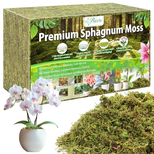 Riare 4.4LB Premium Sphagnum Moss for Plants- 80QT Natural Dried Plant Moss | Moisture Retention & Drainage Orchid Moss for Repotting, Succulents, Carnivorous, Ferns, Green Moss for DIY Craft, Reptiles - size: 80 QT(Appx.4.4lbs)