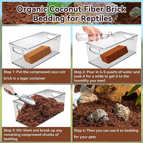 8 Pack Coconut Fiber Substrate, Natural Coco Coir Reptile Bedding | Reptile Substrate for Tortoises, Snakes, Hermit Crabs, Bearded Dragon and Turtles, Bioactive Terrarium Soil & Plant Substrate - color: 8 Pack