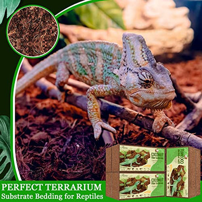 Riare 6 Pack Natural Coconut Fiber Substrate for Reptile- Premium Compressed Coconut Husk Terrarium Bedding for Reptile, Tortoise, Frogs, Snakes Hermit Crabs, Burrowing Animals - color: 6 Pack