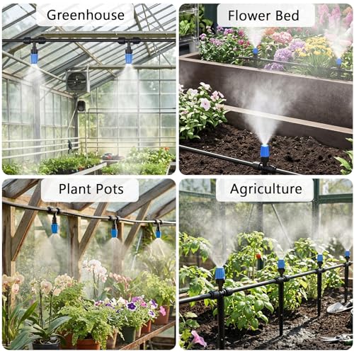 New Quick Connect Drip Irrigation System, Automatic Mist Irrigation Kit with Replaceable Tubing and Misting Nozzles for Garden, Greenhouse and Lawn