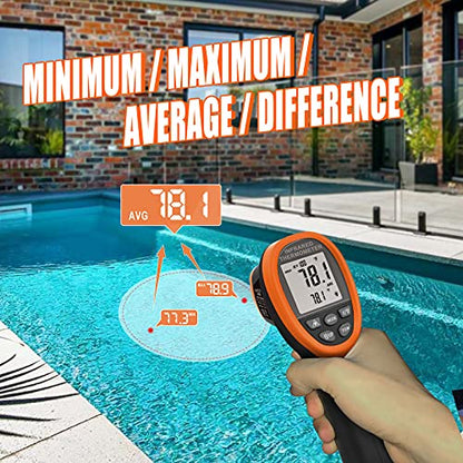 BT-1500 Pyrometer 30:1 Industrial Laser Thermometer Gun, -58℉ to 2732℉ Non Contact High Temp Infrared Thermometer Digital IR Temperature Gauge Orange(NOT for Human Temp Test) - color: Orange