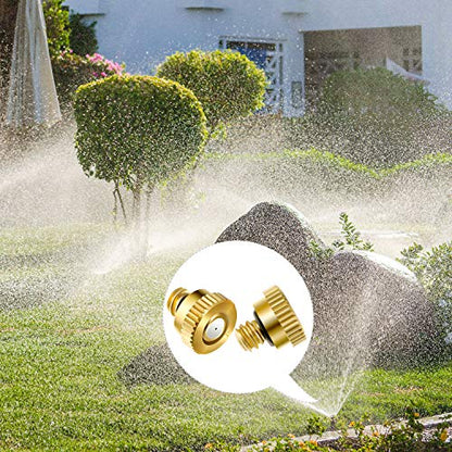 Hotop 40 Pieces Brass Misting Nozzle, Low Pressure Atomizing Mist Nozzle, 10/24 UNC Orifice Replacement Heads for Greenhouse Landscaping and Outdoor Cooling System (0.4 mm)
