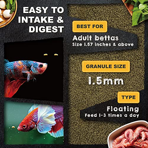 Ultra Fresh Betta Fish Food, Betta Pro Shrimp Patties, 50% Sword Prawns + Akiami Paste Shrimps, All Natural Protein, Rich in Vitamins, Healthy Development and Cleaner Water 0.7 oz - size: 0.7 Ounce (Pack of 1)
