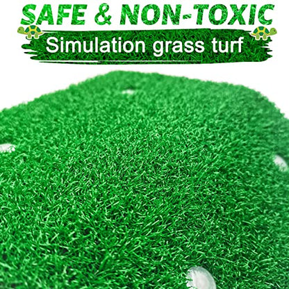 Keedolla Turtle Resting Basking Platform Simulation Grass Turtle Ramp, Lawn Tortoise Climbing Ladder Turtle Resting Terrace for Reptile Frog Terrapin - Middle - size: Medium