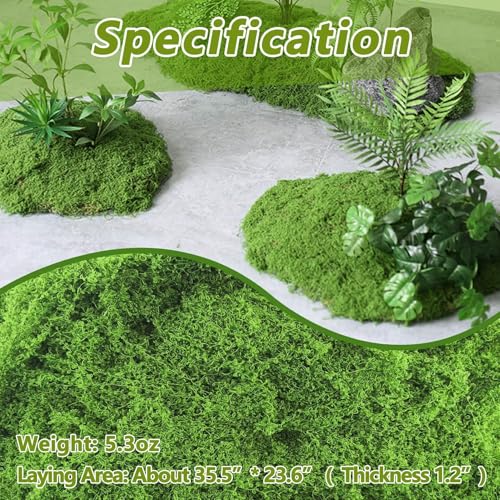 Artificial Moss 17.63oz – Fake Green Moss for Crafts, Potted Plants, Fairy Garden Decor, DIY Table Centerpieces, Wedding Party Decoration
