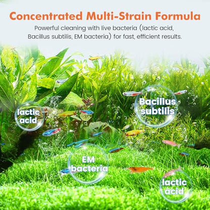 hygger Aquarium Water Bio-Clarifier, Reducing Fish Waste and Cleaning Organic Sludge, Natural Fish Tank Aquarium Leave-in Waste Management Solution for Freshwater and Saltwater Tanks, 300 ML - size: 300 ML