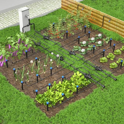 Drip Irrigation System Kit for Garden Watering, 230FT Quick Connect | For Garden, Raised Beds, Greenhouses, with 33FT 5/16" Mainline + 1/4" Tubing + 40 Emitters, 20-45 PSI and up to 40 GPH - size: 230 FT - 33 FT 5/16" Tubing + 197 FT 1/4" Tubing