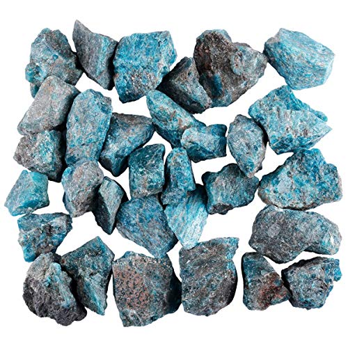 SUNYIK 1LB Natural Raw Blue Apatite Stones Rock for Tumbling Cabbing | Irregular Healing Crystal Rock Stones for Aquarium, Terrarium Fish Tank, Fountain Rocks, Jewelry Making, Rock Collections - color: Blue Apatite(0.7"-1.5")