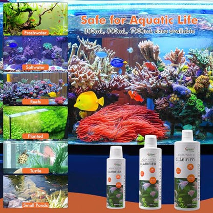 hygger Aquarium Water Clarifier, Water Clarifier for Fish Tank, Clears Cloudy Water for Freshwater and Saltwater Tanks, 1000 ML - size: 1000 mL