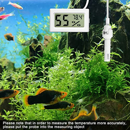 2Pcs Mini Digital Thermometer Hygrometer with Probe TPM-10 Indoor Temperature Humidity Meter LCD Fahrenheit (℉) Display Hygrometer Thermometer Gauge for Incubator Reptile Plant Terrarium - color: White 2PCS