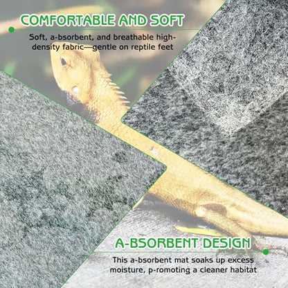 Tfwadmx Reptile Carpet, 4 Pack of Bearded Dragon Mat Terrarium Bedding Substrate Liner Reptile Mat for Snake Turtle Lizard Geckos Hermit Crabs (24'' X 16'')