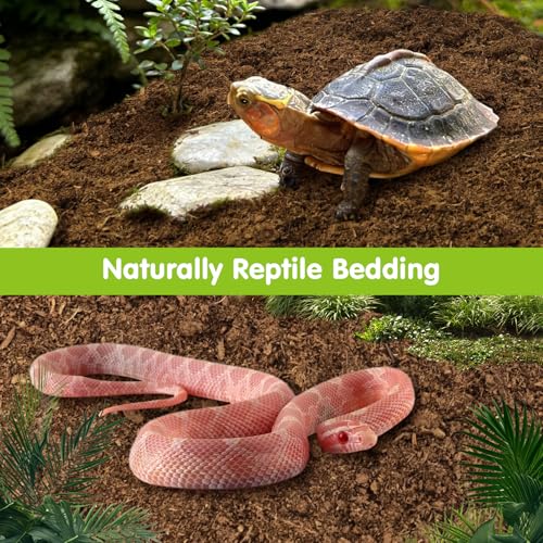 VCEPJH Reptile Soil Substrate Burrowing Tortoise Bedding for Habitat Bearded Dragon Enclosure Topsoil Terrarium Substrate for Snake Tarantula Gecko Lizard Spidey Frog Hermit Crab (3 L)