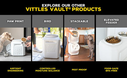 Vittles Vault Traditional Pet Food Storage Container For Dog Kibbles/Bird Seed/Oatmeal/Rice/Flour/Cereal, BPA Free Plastic, Sealed Airtight For Cat Food, Up To 50 lb, Made in USA, With Scoop, Gray - size: 50 Pounds