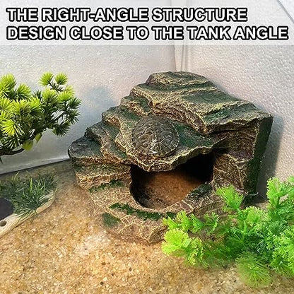 Hermit Crab Climbing Steps and Hideout Resin Simulation Rock Reptile Hides and Caves Turtle Basking Platform Aquarium Habitat Decor Accessories for Bearded Dragon Lizard Snake Tortoise Frog Gecko - style: Shale Scape Stone