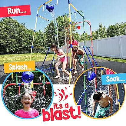Backyard Waterpark with Splash Wheel, Dump Buckets for Kids Outdoor Water Play