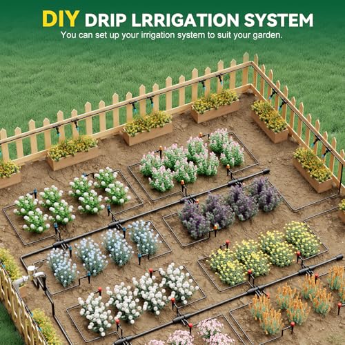 Drip Irrigation System for Garden, 2026-Upgraded Quick Connect Garden Watering Kit All-in-One with 1/2 inch 1/4 inch Irrigation Tubing for Garden, Lawn, Greenhouse, Raised Beds (126FT) - size: 26FT Main tube+100FT 1/4" tube