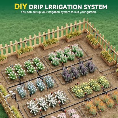 Drip Irrigation System for Garden, 2026-Upgraded Quick Connect Garden Watering Kit All-in-One with 1/2 inch 1/4 inch Irrigation Tubing for Garden, Lawn, Greenhouse, Raised Beds (126FT) - size: 26FT Main tube+100FT 1/4" tube