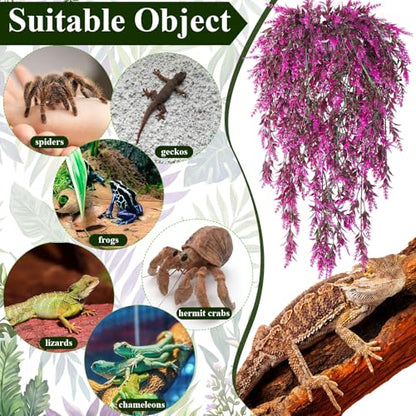 8 Pack Reptile Plants Terrarium Hanging Plant Vine Boston Climbing Terrarium Plant with Suction Cup for Bearded Dragons Lizard Crested Gecko Snake Crab Tank(Bright Series,5 Colors) - style: Bright Series