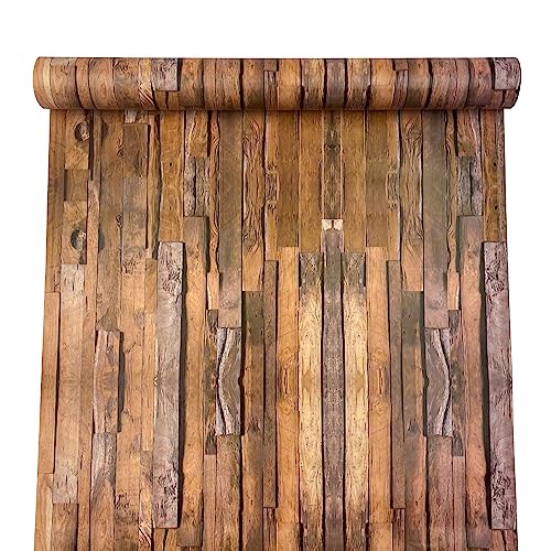 Yifely Self-Adhesive Shelf Liner Removable Tabletop Protect Paper for Covering Rent House Shelving Drawers, Rustic Wood Grain, 17.7 Inch by 9.8 Feet