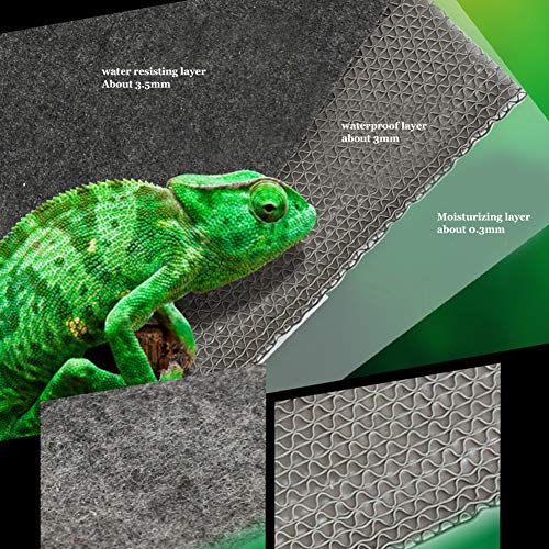 Zerodis Reptile Carpet, 3 in 1 Lizard Cage Mat Snake Bedding Multi-Functional Reptiles Pets Mat Moisturizing Pad Carpet for Bearded Dragon Turtles IguanaTortoises