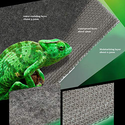 Zerodis Reptile Carpet, 3 in 1 Lizard Cage Mat Snake Bedding Multi-Functional Reptiles Pets Mat Moisturizing Pad Carpet for Bearded Dragon Turtles IguanaTortoises