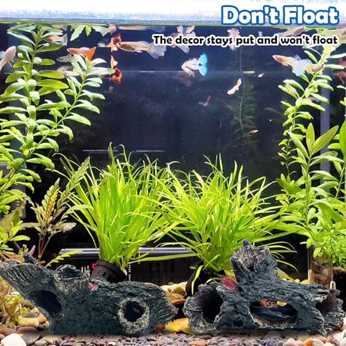Tfwadmx 2 Pcs Decaying Trunk Aquarium, Betta Fish Ornament, Freshwater Ornament - Small Resin Aquarium Decoration Log, 20 Gallon Fish Tank Wood with Holes & Aquarium Hideout Caves - size: Style 3 (2 PC)