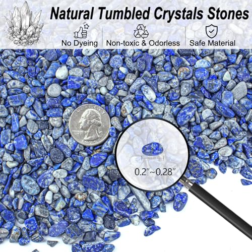 Crystals Chips Bulk Crushed Quartz Lapis Lazuli Stones 0.5 Lb/230g, Natural Irregular Shaped Healing Gravels Pebbles Decorative Stones for Fish Tank||Vase Filler|Succulent Plants Decor - color: Lapis Lazuli, size: 0.5 LB