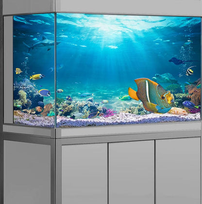 48x24IN Aquarium Scenery Under The Sea Coral Reef Backdrop Terrarium Background with Double-Sided Tape - size: 48X24in/120X60cm