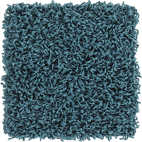 Unique Loom Solid Shag Collection Area Rug (1' Square, Deep Aqua Blue) - color: Deep Aqua Blue, size: 1' x 1' (Square)