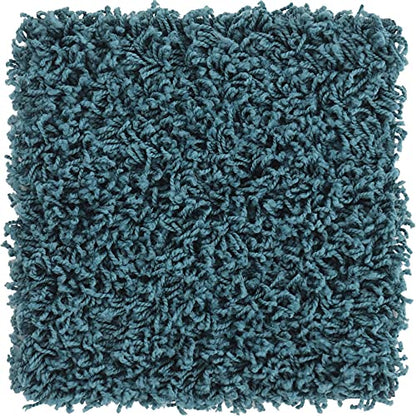 Unique Loom Solid Shag Collection Area Rug (1' Square, Deep Aqua Blue) - color: Deep Aqua Blue, size: 1' x 1' (Square)
