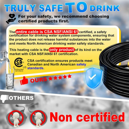 HEATIT CSA Certified In-Pipe Heat Cable 3W/ft with GFCI Plug, 120V 45ft | Designed for underground and buried water line freeze protection. Self-regulating technology provides heat only where needed. - color: 45 Feet