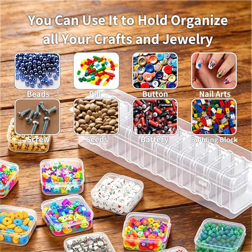 Bead Organizer Box, 13 Pcs Compartments Clear Plastic Storage Containers Set for Bracelet Making DIY, Jewelry, Small Parts - size: 13 Compartments
