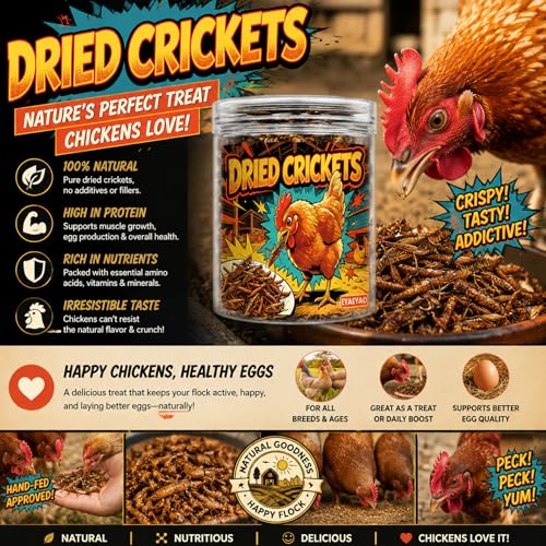 Natural Dried Crickets, Food for Bearded Dragons, Wild Birds, Chicken, Fish, Reptiles & Small Pets (4 oz Resealable Can), High Protein Natural Pet Treats