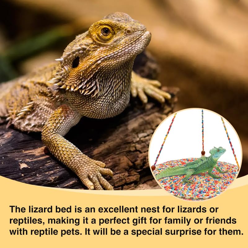Reptile Hammock, Reptile Hammock Swing Hanging Bed for Bearded Dragon Lizard Snake Gecko Chameleon Parrot Hamster Small Pets （9.8"*17.7" Multicolor） - color: Multicolor