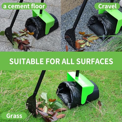 ienjoyed Pooper Scooper Large Swivel Bin & Rake with 160 Waste Bags,Heavy Duty Dog Pooper Scooper with Bag Attachment for Dogs, Long Handle Poop Scooper with Lid for Yard, Grass, Gravel(Green) - color: Green1
