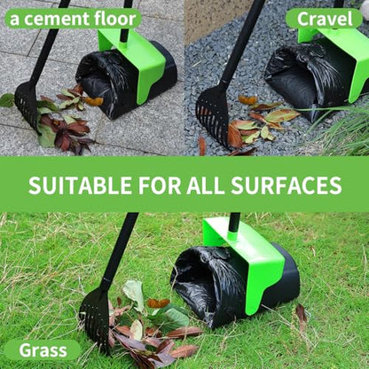 ienjoyed Pooper Scooper Large Swivel Bin & Rake with 160 Waste Bags,Heavy Duty Dog Pooper Scooper with Bag Attachment for Dogs, Long Handle Poop Scooper with Lid for Yard, Grass, Gravel(Green) - color: Green1