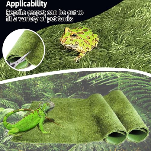 kathson 2Pcs Reptile Carpet Mat,35.4 x 17.7 in Terrarium Bedding Substrate Liner,Tortoise Imitation Rainforest Crawler Mats for Snakes Bearded Dragon Gecko Chameleon Turtles Iguana - color: 2PCS（XXL）：35.43 X 17.71 in