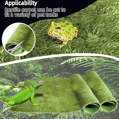 kathson 2Pcs Reptile Carpet Mat,35.4 x 17.7 in Terrarium Bedding Substrate Liner,Tortoise Imitation Rainforest Crawler Mats for Snakes Bearded Dragon Gecko Chameleon Turtles Iguana - color: 2PCS（XXL）：35.43 X 17.71 in