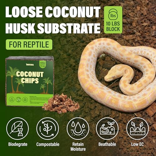 Coconut Chips Substrate, 10 lb Reptile Bedding Expands to 72 qt | Coconut husk chips, expands to 72 qt, terrarium bedding for reptiles, orchid bark, tropical plant mulch, made in Vietnam - size: 10 Lbs (Pack of 1)