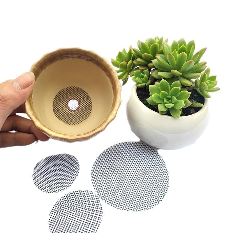 20 Pcs Round Flower Pot Drainage Mesh Pads, Anti Soil Leak Breathable Screen Mats for Indoor Outdoor Succulent Bonsai Garden Planting