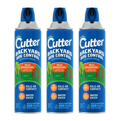 Cutter Backyard Bug Control Outdoor Fogger 16 Oz, 3 Pack | Kills Mosquitoes, Gnats, Flies, Wasps & More, For Decks, Patios & Picnic Areas, Treats up to 1,200 Cu Ft - size: 3 Pack