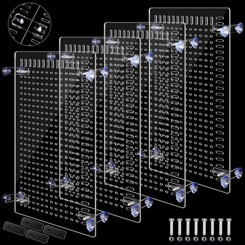 Nuanchu 4 Set Acrylic Fish Tank Divider 17 x 10'' Aquarium Divider Kit Splicable Flexibly Aquarium Divider with Suction Cups Accessories Splicing Board for 30/40/50/65/75/90/125/150 Gallon Tank - size: 17.28 x 10''