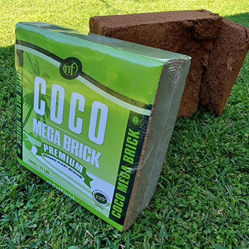 Coco Mega Brick 5kg | Compressed Coconut Coir Block Expands to 55L | Premium Quality Hydroponic Growing Medium, Pre-Buffered, Low EC Substrate for Indoor Outdoor Plants