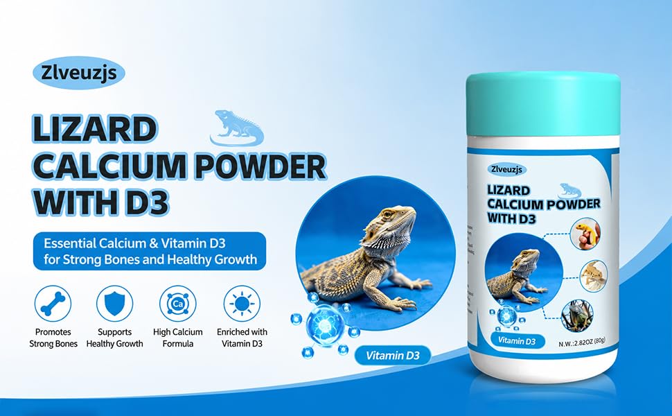 Lizard D3 Calcium Powder—Organically Extracted—Powder (2.82 oz)