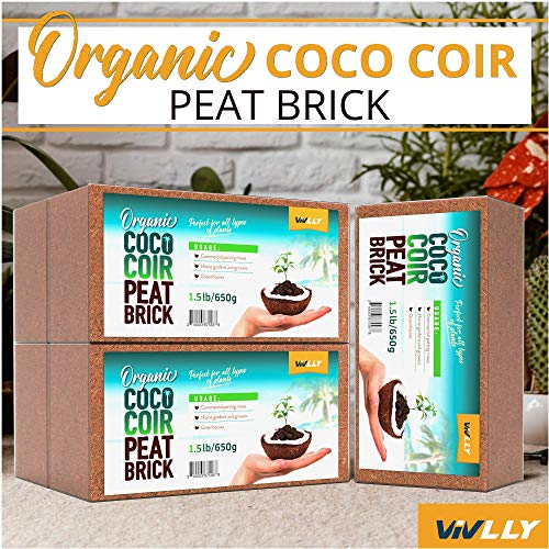 Coco Coir Bricks 5-Pack (650g Each) – Peat-Free Coconut Coir/Peat, Low EC & pH Balanced, High Expansion Seed Starter for Potting Mix, Hydroponics, Mushroom Substrate & Reptile Bedding