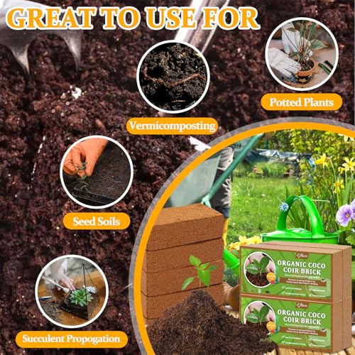 Riare 2pcs Organic Coco Coir Bricks, Natural Coconut Coir for Plants | High Expansion & Moisture Retention Coconut Husk Fiber for Seed Starting, Potting Mix, Composting, Soil Amendment & Reptiles - color: Pack of 2