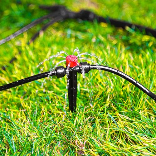 Push-to-Fit Drip Irrigation Emitters for 1/4" Drip Irrigation Tubing, 20 Pcs Adjustable 360 Degree Water Flow Drippers Sprayer on Stake 360° Full Circle Multi-Stream Irrigation In-line Dripper - size: Push-to-fit In-line Emitters - 20 Pieces