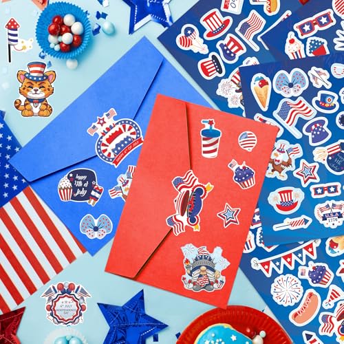 405Pcs 4th of July Stickers, Red White Blue Independence Day Stickers Patriotic Sticker for Scrapbooks Envelopes Cards 4th of July Party Favors - style: 4th of July