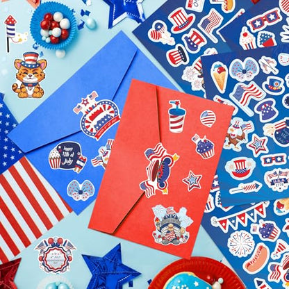 405Pcs 4th of July Stickers, Red White Blue Independence Day Stickers Patriotic Sticker for Scrapbooks Envelopes Cards 4th of July Party Favors - style: 4th of July